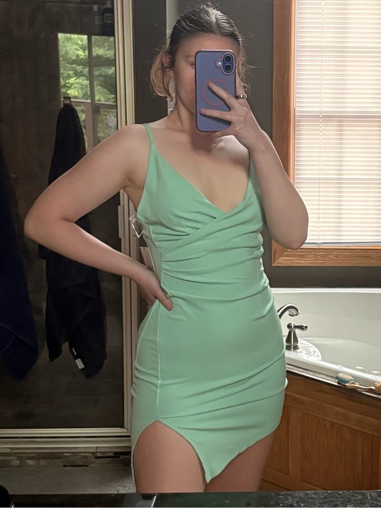 Hello Molly Dresses & Skirts - Hello Molly Mint Green Mini Dress with Thigh Slit